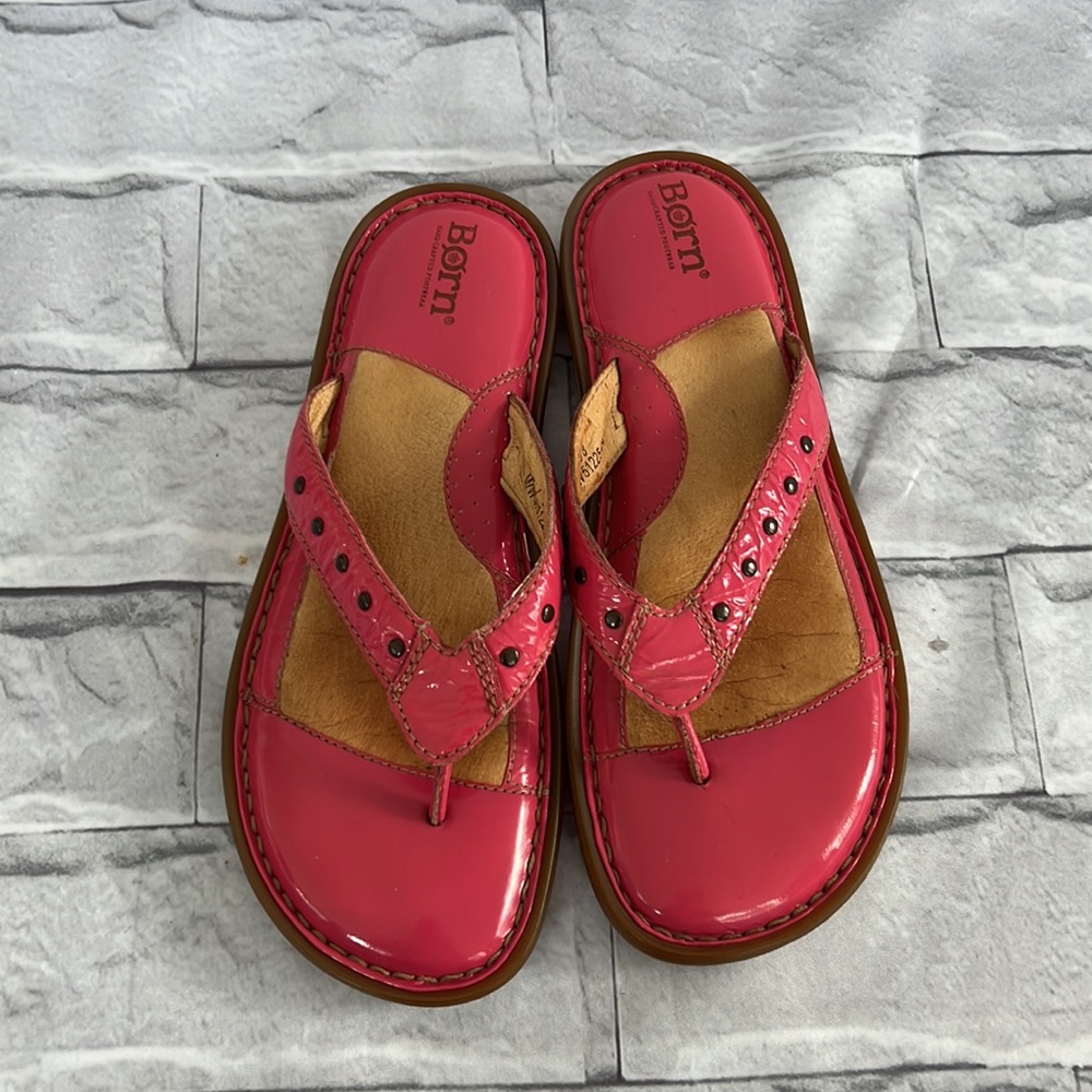 Born Hand crafted footwear pink thong sandals size 7 - Picture 3 of 8